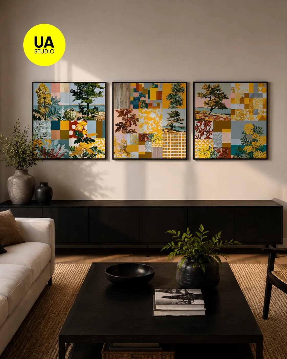 KIT 3 QUADROS DECORATIVOS - jardim atlantico